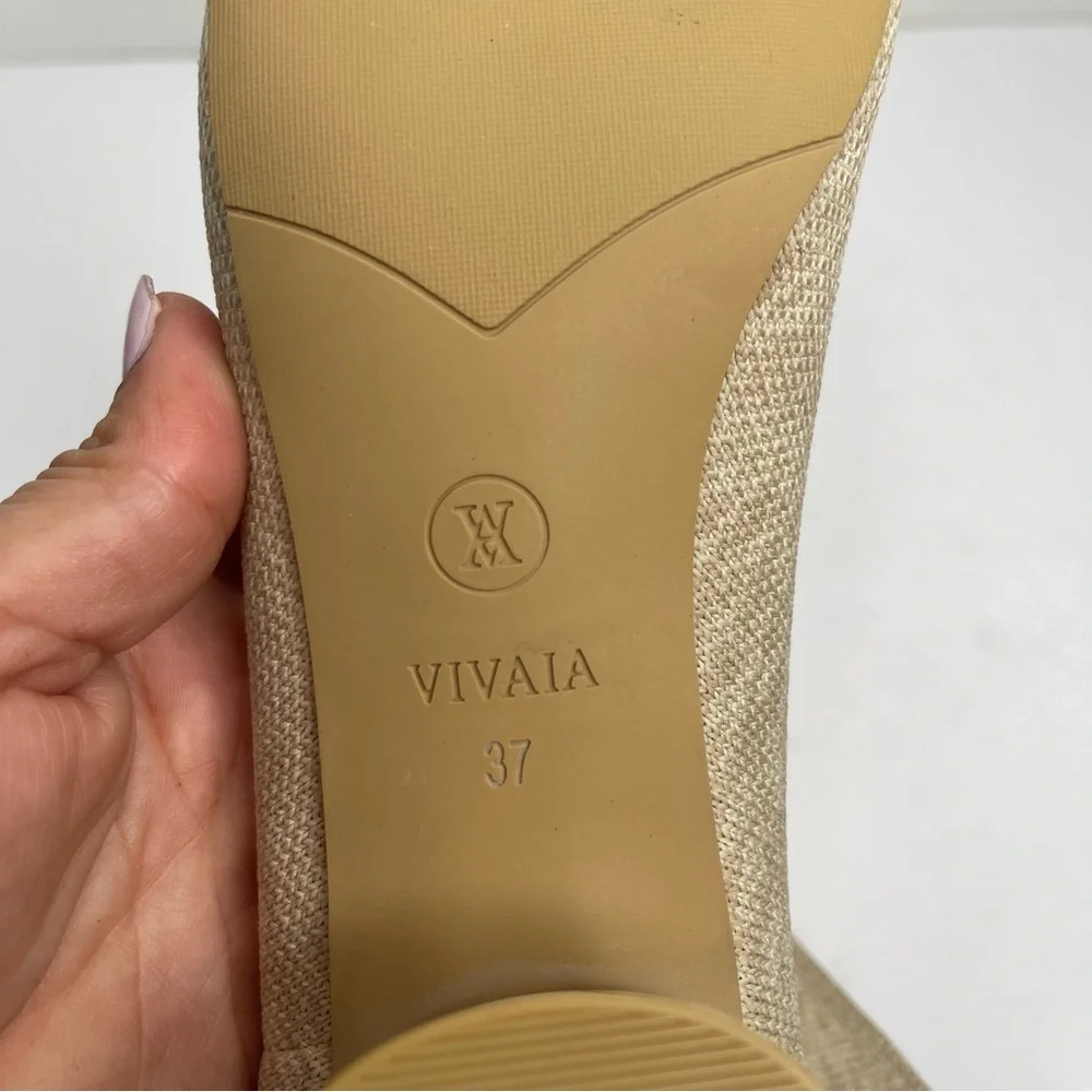 VIVAIA Cream Elvia Round-Toe Chunky Heels Womens Size 37 Comfort Knit
